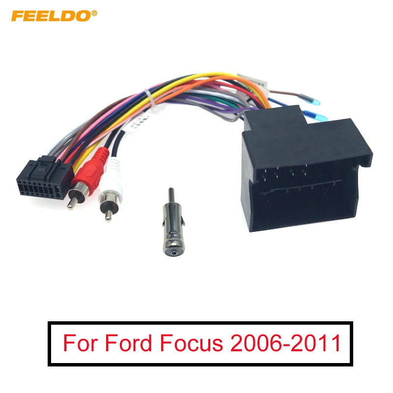 รถเครื ่ องเล ่ นดีวีดี 16PIN Android สายไฟอะแดปเตอร ์ พร ้ อมปลั ๊ ก FM สําหรับ Ford Focus 06-11 วิทยุสายไฟ