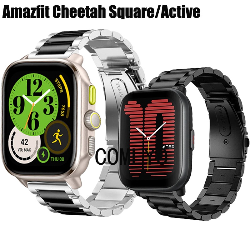 สําหรับ Amazfit Active Cheetah Square Strap Stainless steel Smart watch Women men Metal band