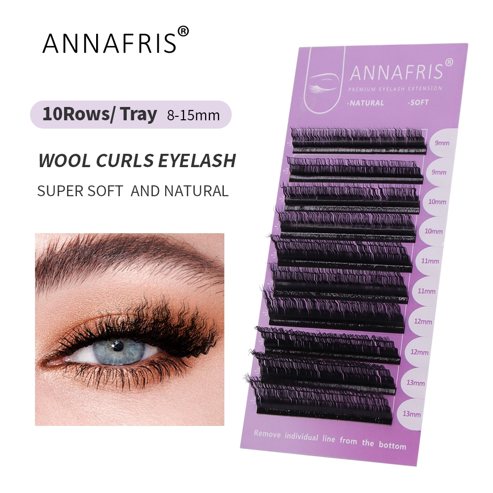 Annafris 2024 สไตล์ใหม่ม้วนขนสัตว์ขนตาปลอม 3D ขนสัตว์ Curly Eyelashes ธรรมชาติยาว Fluffy Soft Full Handmade Eye Lash