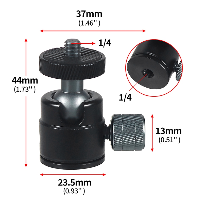 Feichao สําหรับ GoPro 13 12 11 / Insta360 X4 X3 Mini BallHead 360 หมุน 1/4 สกรูขาตั้งกล้อง Ball Head ล็อคลูกบิดสําหรับ Monopod แฟลช Light Stand Video