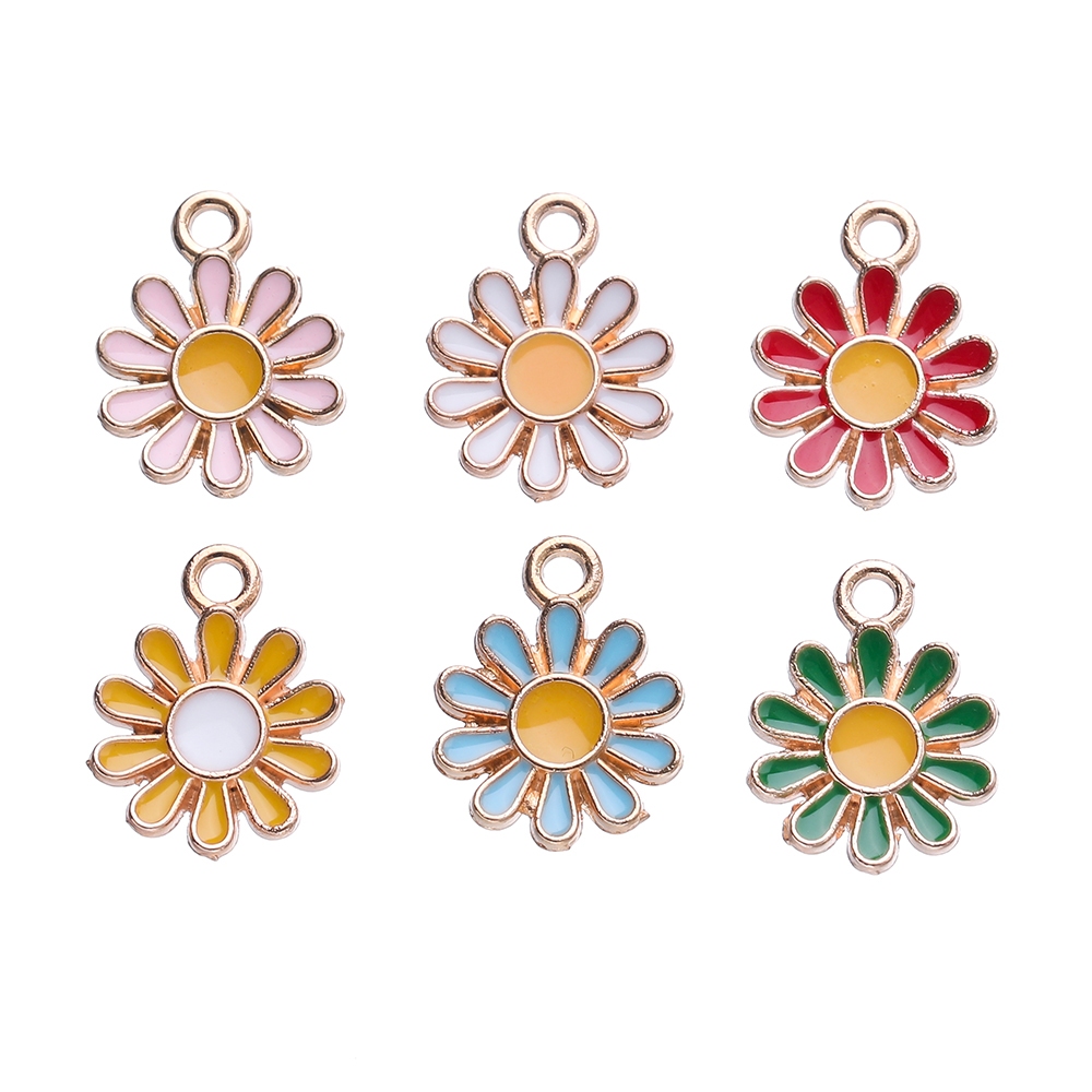 St. kunkka 5pcs-10pcs 11.5 * 15 มม.น้ํามันหยด Daisy จี้สามารถใช้สําหรับ DIY สร้อยคอสร้อยข้อมือทํา