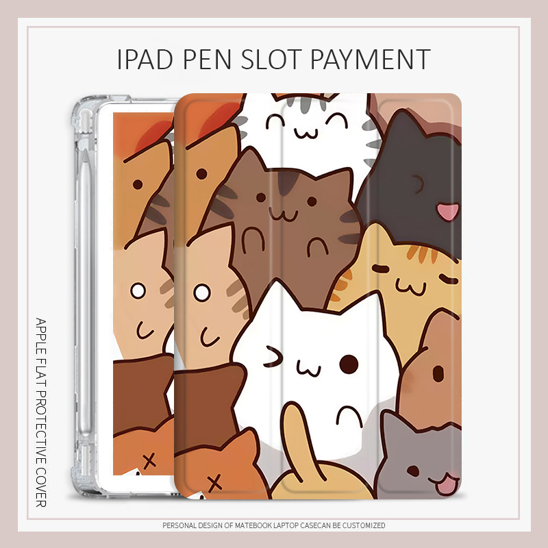 เคส ลายแมวน่ารัก พร้อมช่องใส่ปากกา สําหรับ ipad mini 1 2 3 4 5 6 2017 2018 air1 2 3 4 5 ipad case 10