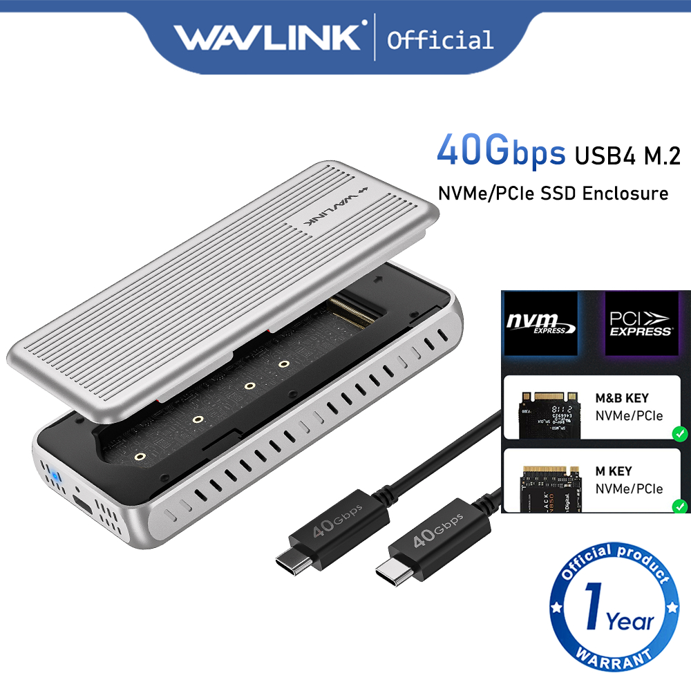 WAVLINK Wavelink 40Gbps PCIe NVMe SSD Enclosure USB4 ตู ้ ฮาร ์ ดไดรฟ ์ ภายนอก