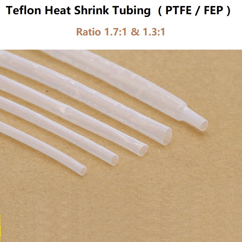 เส้นผ่านศูนย์กลาง 0.5mm - 40mm Teflon Heat Shrink Tube เทฟลอนความร้อนหดหลอด อัตราส่วนการหดตัว 1.3:1 หรือ 1.7:1 ทนต่ออุณหภูมิสูง 260℃