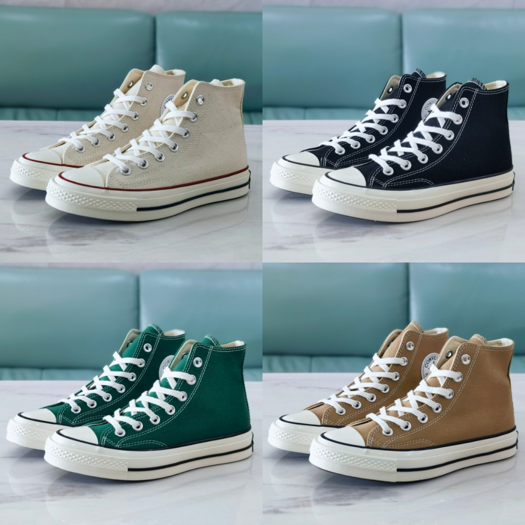 Converse 1970S รองเท้าผ้าใบรองเท้ายางรองเท้าสําหรับผู้ชายรองเท้าสําหรับผู้หญิง Chuck Taylor All Star High สีดํา Low