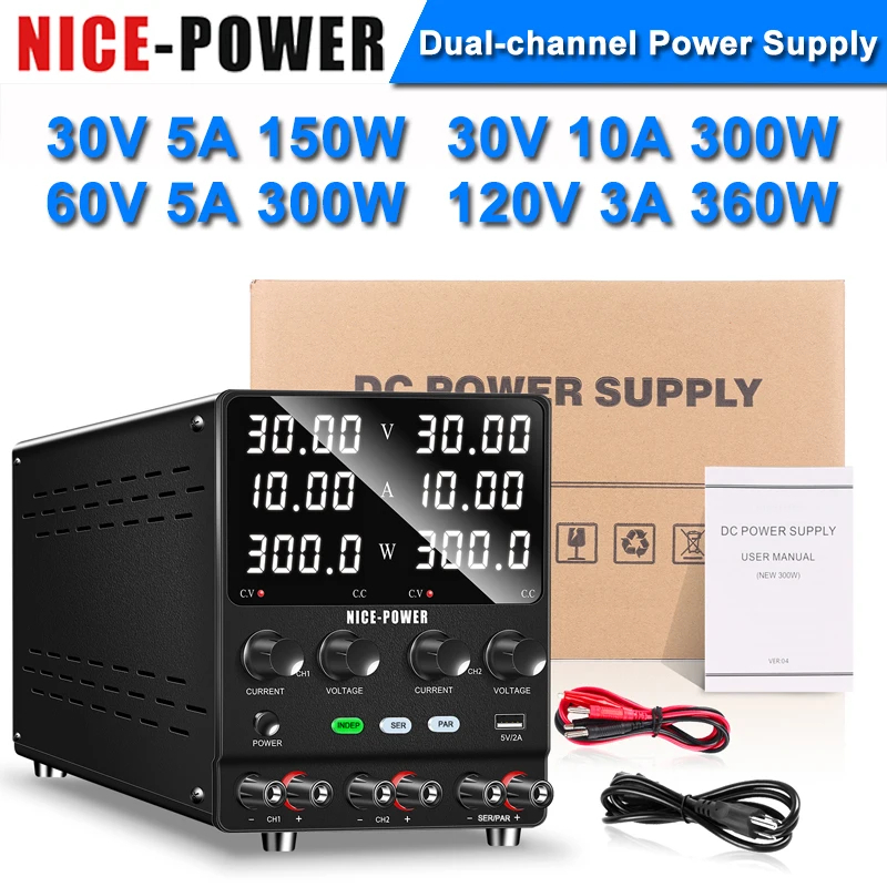 NICE-POWER อัพเกรดล่าสุด เครื่องจ่ายไฟ DC Power Supply 30V 60V 120V 3A 5A 10A 20Aแหล่งจ่ายไฟ SPS605-2KD Adjustable ปรับค่าได้