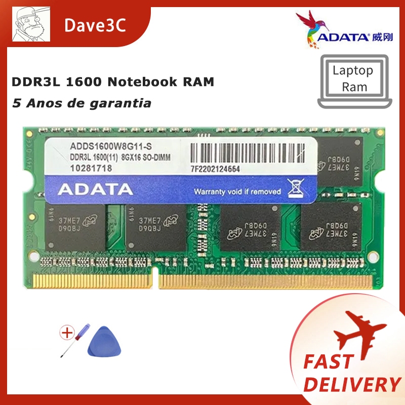 Adata โน๊ตบุ๊ค RAM 4g 8g ddr3l 1600mhz PC3L-12800S Notebook RAM 1.35v CL11 หน่วยความจําแล็ปท็อป