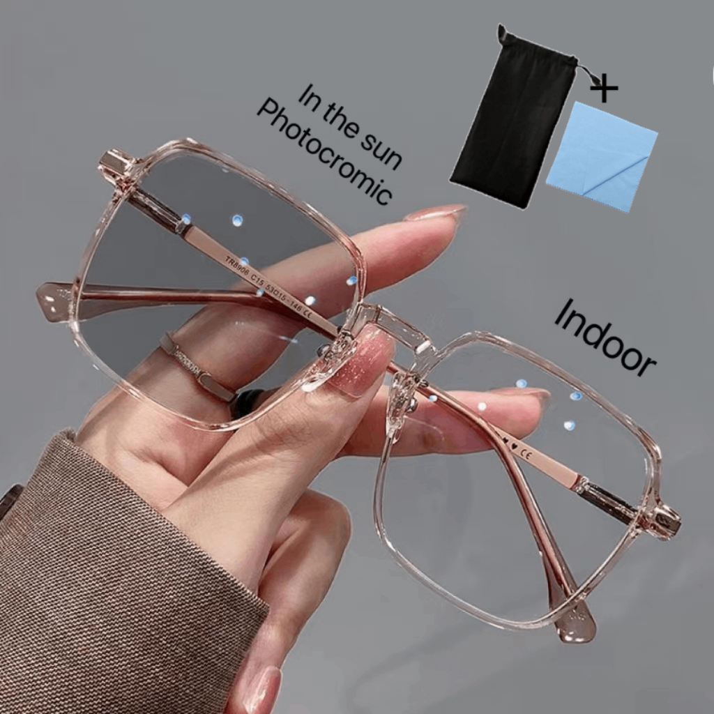 แว่นตาสายตายาว +50 +75 +100 +175 ถึง +400  แฟชั่น 2055 แว่นตากันแดด กรองแสงสีฟ้า แว่นสายตายาวออกแดดเ