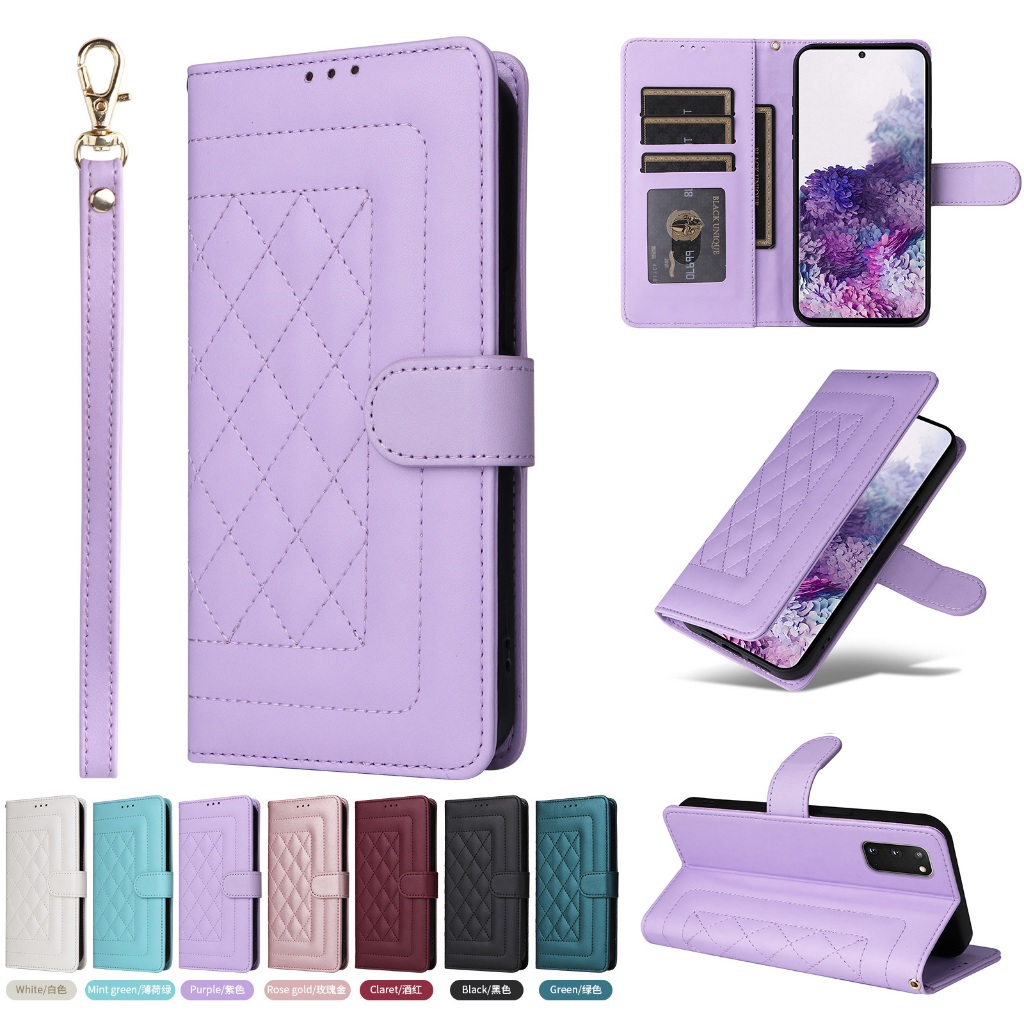 เคสซัมซุง Case for Samsung A54 A55 A34 A33 A53 A35 A04 A04s A15 A14 A13 A52 A52s 5G A50 A50s A30s A20 A20s โทรศัพท์หนัง PU TPUนิ่ม ฝาพับพร้อมช่องใส่บัตรและสายคล้องและสายคล้องหรูหรา Leather Wallet Flip Cover Hand Strap Lanyard ซองมือถือ