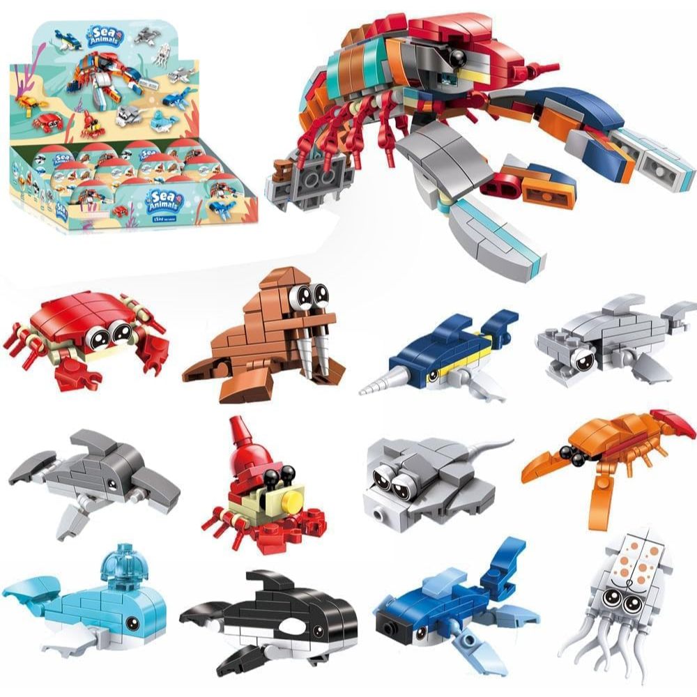 12 ชิ้นปรับให้เข้ากับ LEGO 12in1 ปฏิทินจุติ 2024-12 Ocean Sea Animal Building ของเล่น - Stocking Stuffers ของขวัญสําหรับสาวเด็กเด็กวัยรุ่นเข้ากันได้กับ LEGO