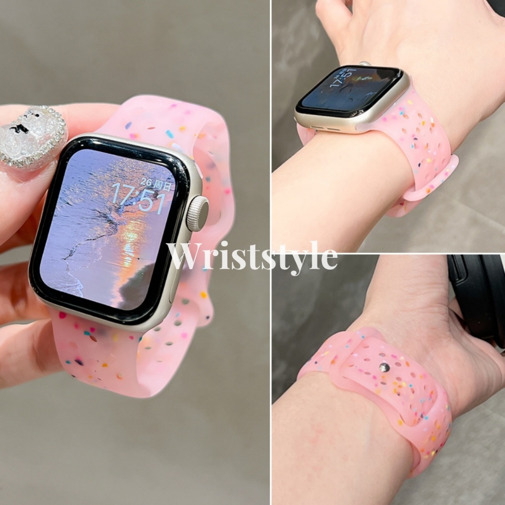 เหมาะสําหรับ Apple Watch S11/10/9/8/7/5/4 SE3 ULTRA Jelly สีโปร่งใส breathable Liquid สายซิลิโคนสําหรับ iwatch 49 มม.46 45 44 42 41 40 เปลี่ยนสายนาฬิกา smartwatch