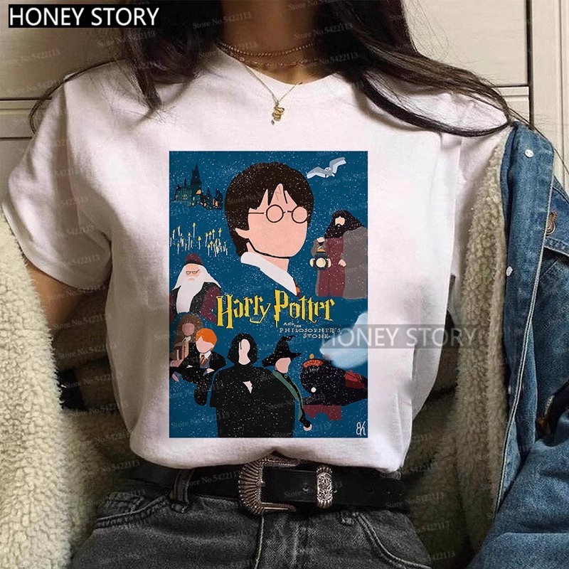 Uniqlo Harry Potter เสื้อยืดคอกลมลําลองสําหรับบุรุษและสตรีแขนสั้น