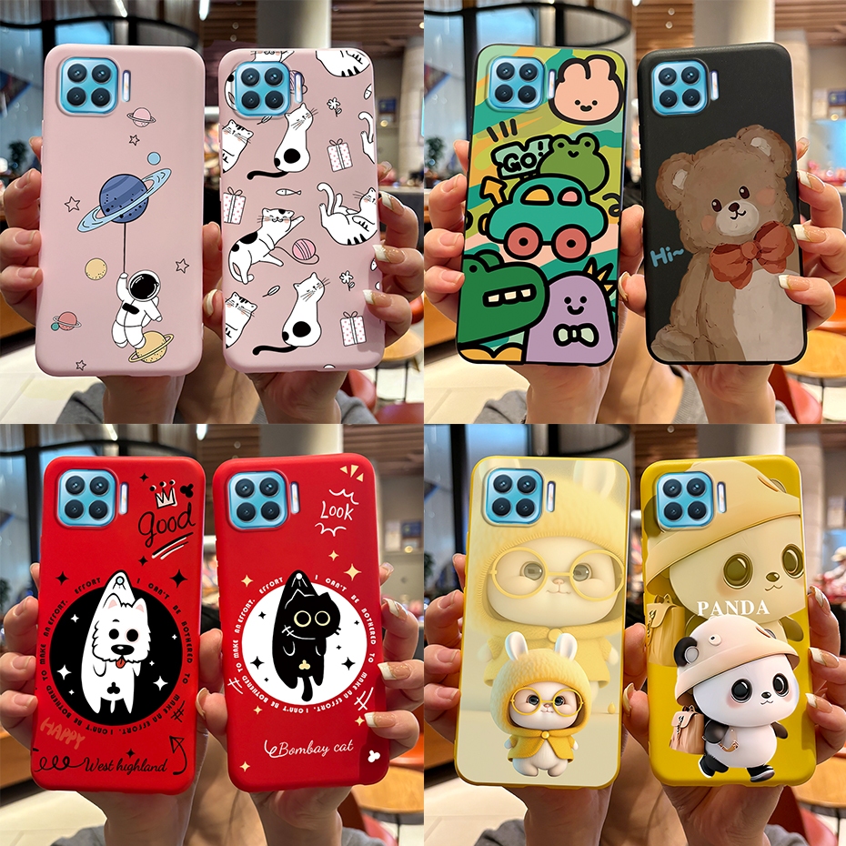 น่ารัก Panda สําหรับ OPPO A73 A93 2020 F17 Pro Reno4 Lite Reno 4F Soft TPU เคสโทรศัพท์ OPPOA73 CPH2099 ฝาครอบกันชน