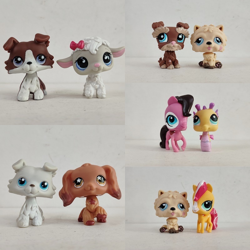 2 ชิ้น/ล็อต LPS ของเล่นร้านขายสัตว์เลี้ยงสุนัขแกะม้า Seahorse Littlest Pet Shop รูป #1033