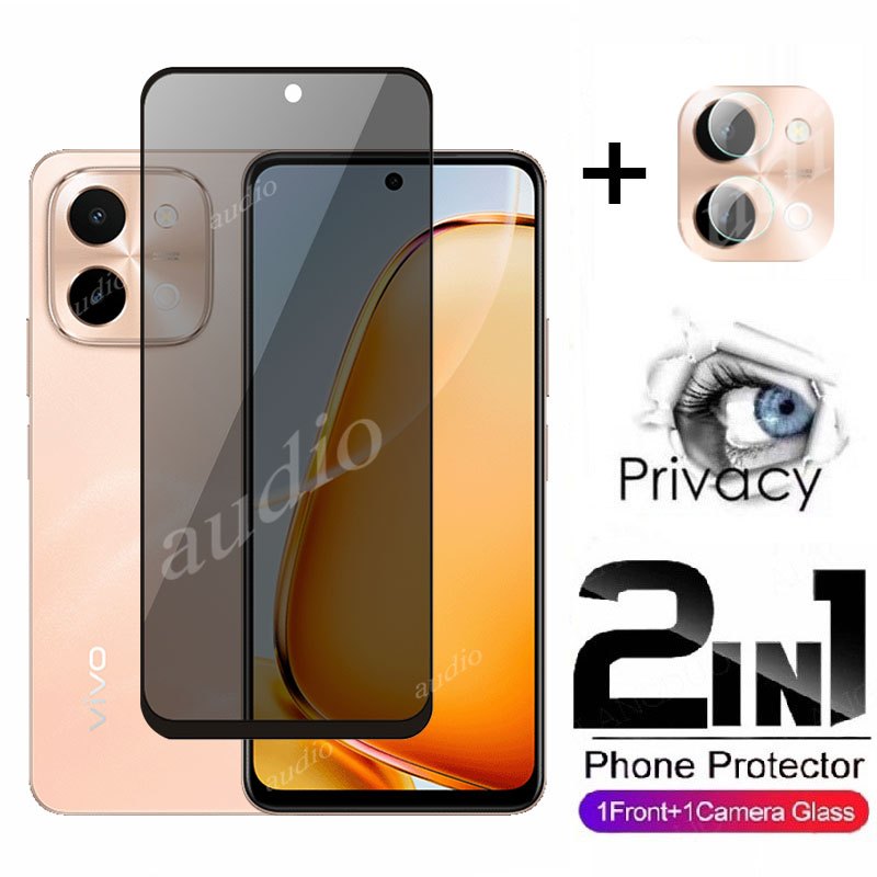2in1 หน้าจอส่วนตัวพร้อมฟิล์มเลนส์สําหรับVivo y28s y28 Y18 4G Y38 5G 2024 ความเป็นส่วนตัวป้องกันหน้าจ