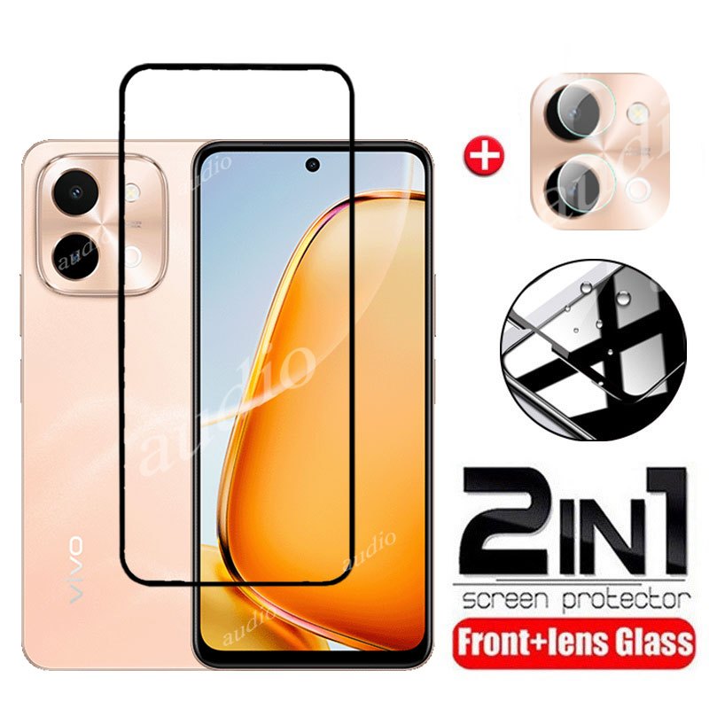 2in1 ฟิล์มกระจกนิรภัยสําหรับ Vivo y28s y28 y18 4G y38 5G 2024 ป้องกันหน้าจอนุ่ม HD เลนส์กล้องฟิล์มสํ