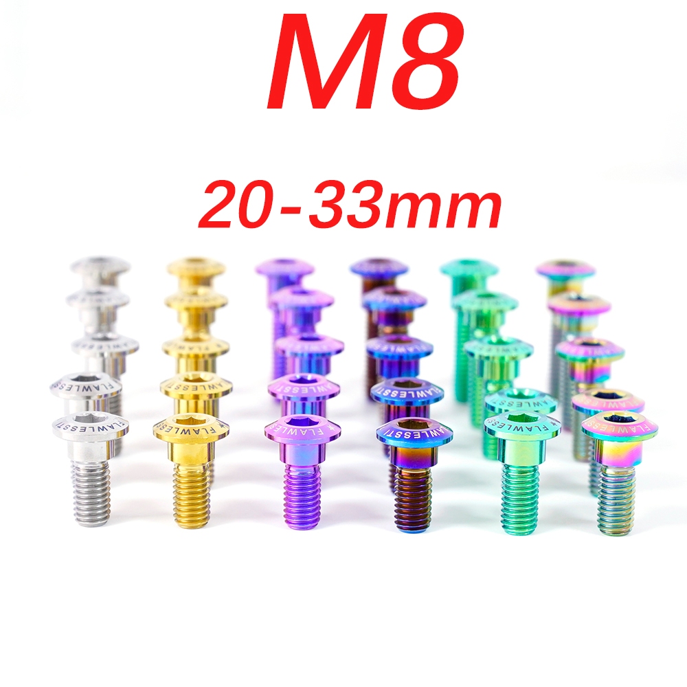 FLAWLESSTI M8X20-33 M6x20-25 มม.Gr5 เบรคดิสก ์ ด ้ านหน ้ าด ้ านหลังเท ้ าไทเทเนียม Bolt Honda Forza 350 Yamaha Xmax 300 Kawasaki ZX6R ZX4R