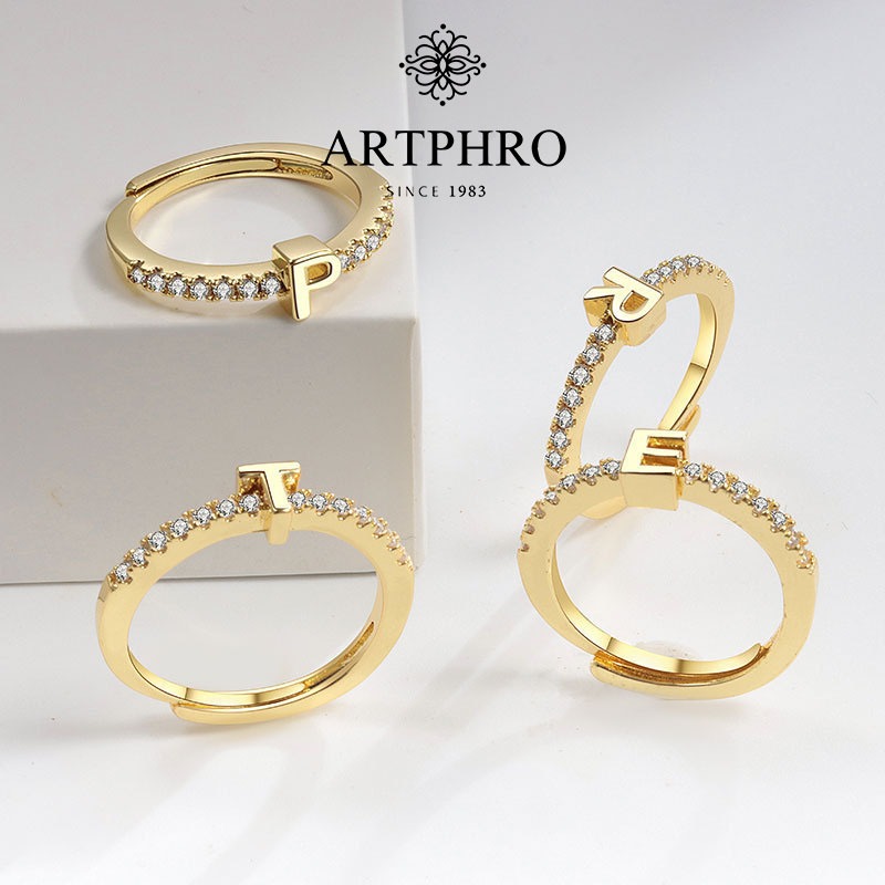 แหวนจดหมาย ARTPHRO สําหรับผู ้ หญิงและผู ้ ชายแหวนหมั ้ นสัญญา