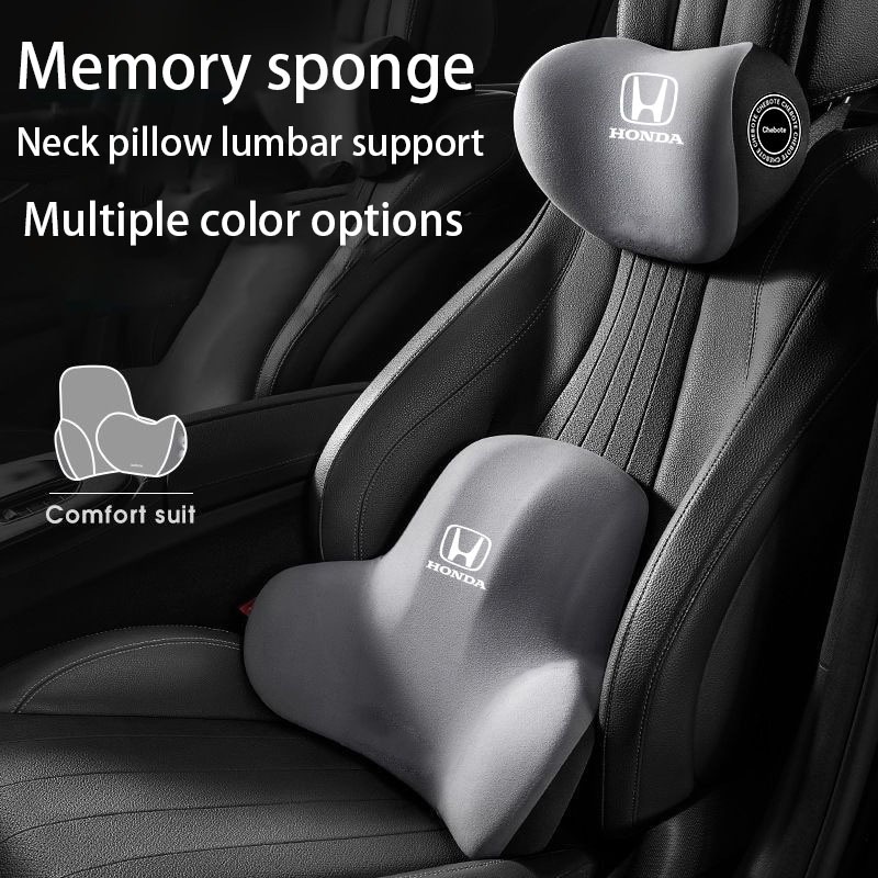 Honda รถ Four Seasons Universal หน่วยความจําผ้าฝ้ายเอวพนักพิงเบาะหมอนที่นั่ง Headrest ชุด City Civci Fit Jazz HRV BRV CRV Brio Accord ตะกั่ว mobiio