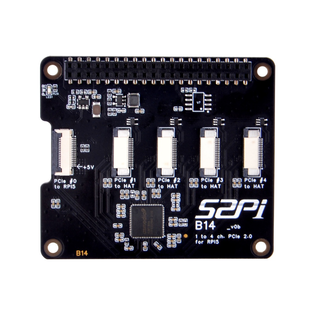 52pi B14 Quad FPC PCIe HAT สําหรับ Raspberry Pi 5 พร ้ อมความสามารถในการตัด Daisy