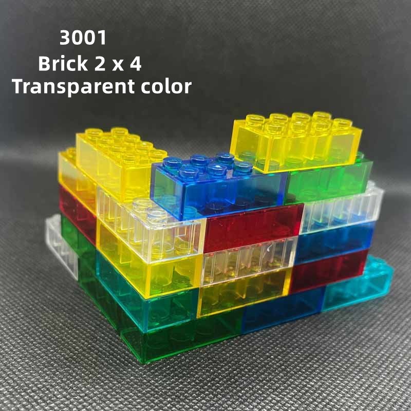 อิฐ 3001 2x4 จุด 10 ชิ้นโปร่งใสสี Baseplate DIY อิฐสูงผนังก่อสร้าง MOC อะไหล่อาคารบล็อกอุปกรณ์เสริมเด็กประกอบของเล่น