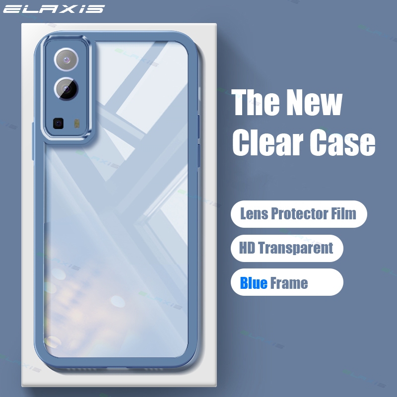 ELAXIS สําหรับ VIVO Y72 5G/Y52/Y200/Y100/Y78/Y77/Y56/Y53/Y51A/Y51/39 5G เคสโทรศัพท์พร้อมฟิล์มเลนส์โปร่งใสนุ่มกันกระแทกฝาครอบซิลิโคนใสป้องกันการล่มสลาย ES003