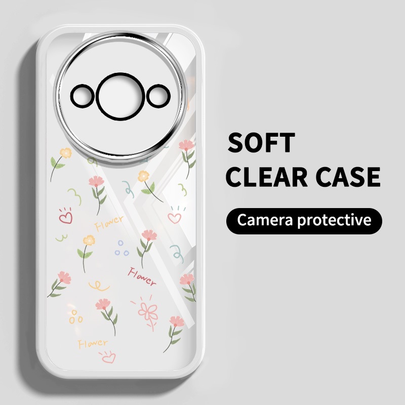 เคสโทรศัพท์มือถือแบบนิ่ม ใส กันกระแทก กันรอยเลนส์ ลายดอกไม้สด ขนาดเล็ก สําหรับ Xiaomi Redmi A3