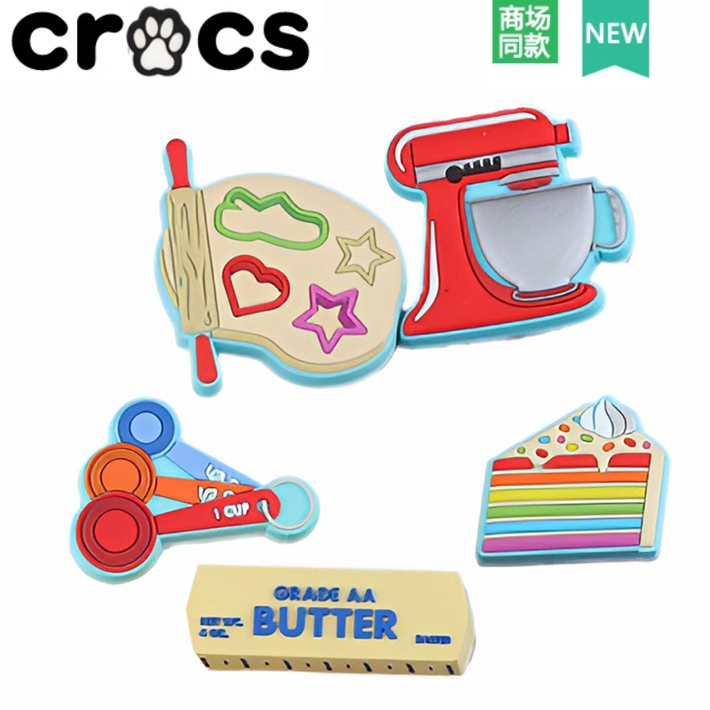 เหมาะสําหรับ Crocs Hole รองเท้าดอกไม้ตกแต่งหัวเข็มขัด Carlo Chi อุปกรณ์เสริมรองเท้าหัวเข็มขัดเบเกอรี่ห้าชิ้น Series Zhibixing