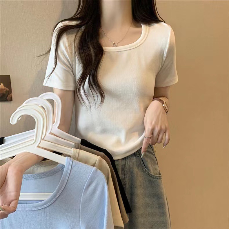 【WJZ】เสื้อยืดแขนสั้นแฟชั่นเกาหลีสำหรับผู้หญิง【T37】