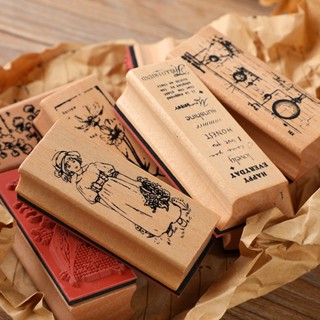 Vintage ไม้แสตมป์ยาง Retro ดอกไม้พืชหญ้าแสตมป์สําหรับ Scrapb…