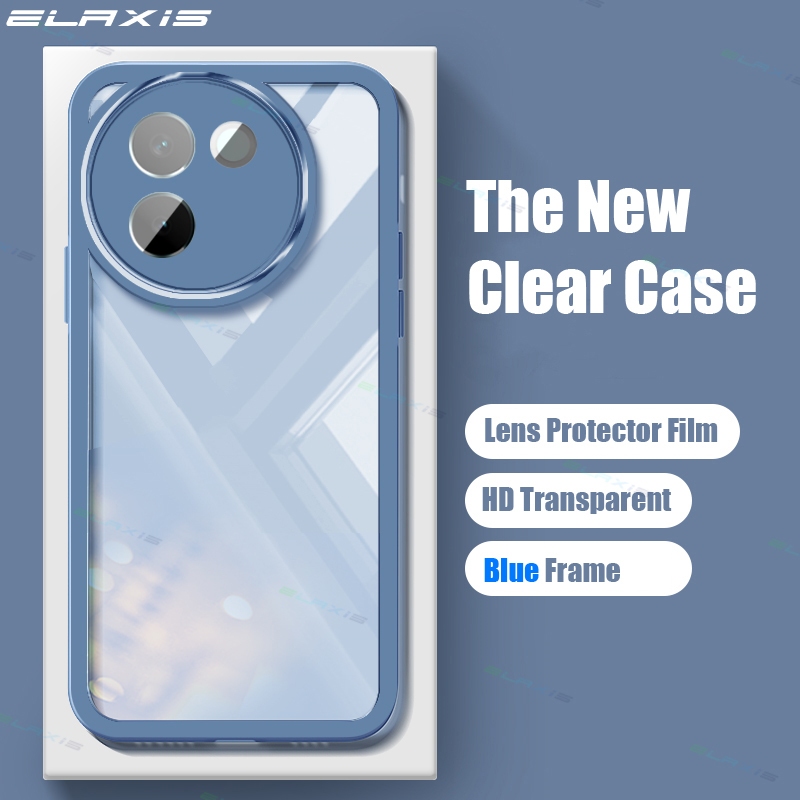 Elaxis สําหรับ VIVO V30e 5G เคสโทรศัพท์พร้อมฟิล์มเลนส์โปร่งใสนุ่มกันกระแทกฝาครอบซิลิโคนใสคลุมทั้งหมด Anti-fall ปลอก ES003