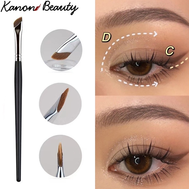 ใหม ่ Sickle Eyeliner แปรงมีดขอบแปรงแต ่ งหน ้ า Liquid Eyeliner แปรง Ultra Thin Fine มุมเฉียงแบนหัวแปรงคิ ้ ว