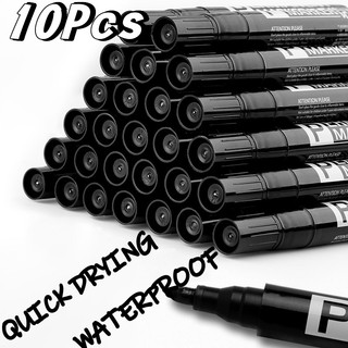 10PCS Permanent Marker Pens Black  Blue Red Big Capacity Ink Quick Drying Durable Permanent Marker Pens