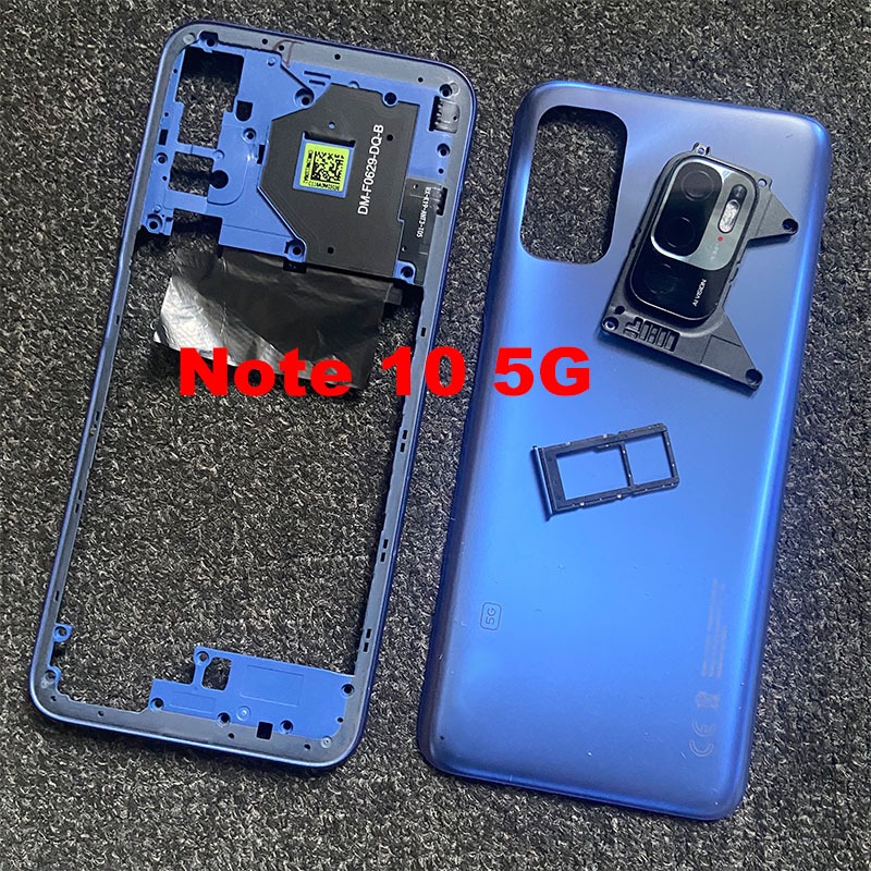 ที่อยู่อาศัยเต็มรูปแบบสําหรับ Xiaomi Redmi หมายเหตุ 10 5G ฝาหลังแบตเตอรี่แก้วด้านหลังประตูกรอบกลางด้านหน้า Lcd ผู้ถือแชสซี