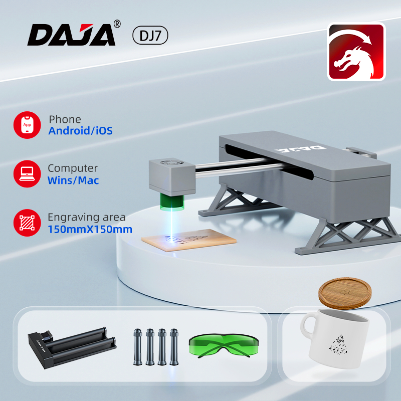 DAJA DJ7 5W เลเซอร์แกะสลักเครื่อง/อัจฉริยะส่วนบุคคลของขวัญการปรับแต่ง/เครื่องแกะสลัก/ฉลากเครื่องพิมพ