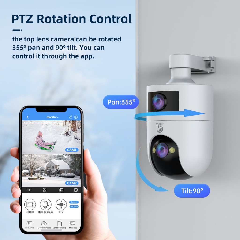 Jooan 4K กล้องคู่ กล้องวงจรปิดนอกบ้าน wifi ไร้สายไม่ใช้เน็ต 5MP กล้องกันน้ำ กล้อง 360 องศา