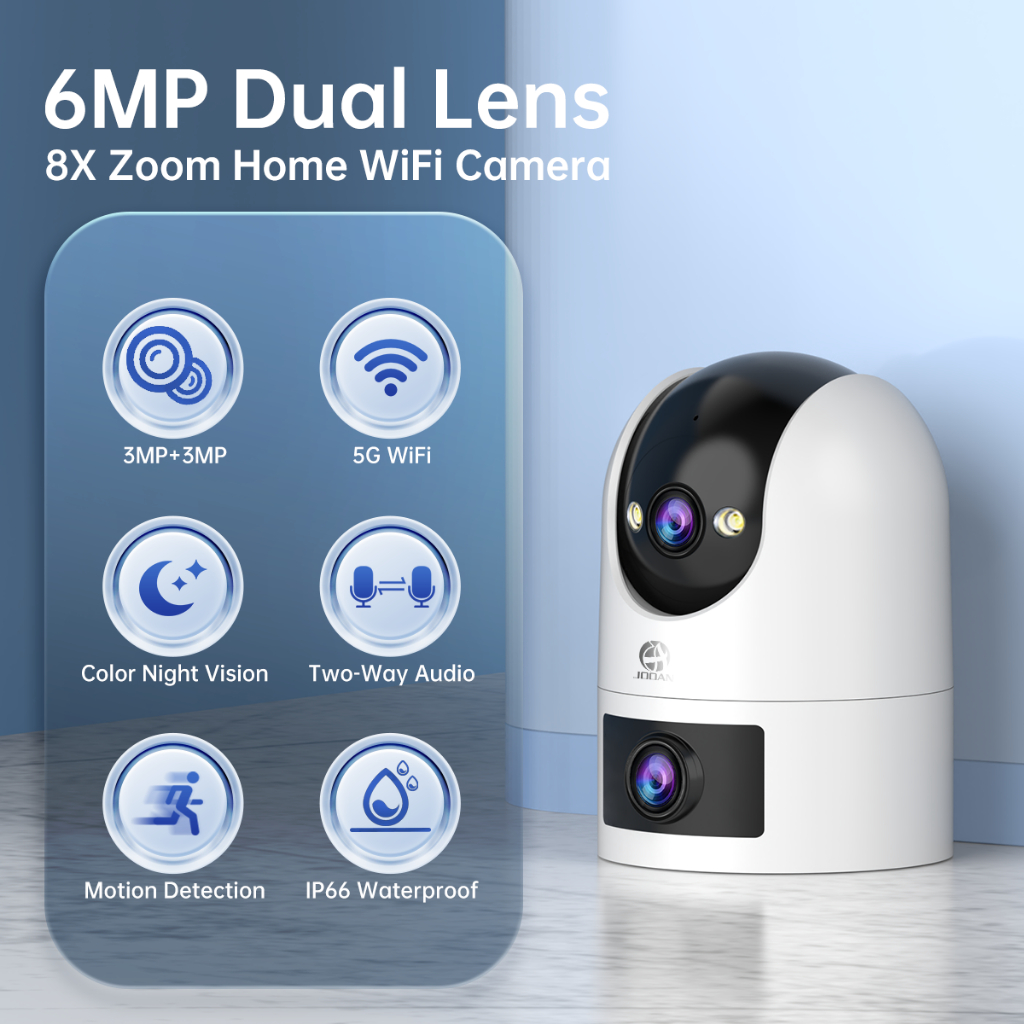 Jooan 4K กล้องคู่ กล้องวงจรปิดนอกบ้าน wifi ไร้สายไม่ใช้เน็ต 5MP กล้องกันน้ำ กล้อง 360 องศา