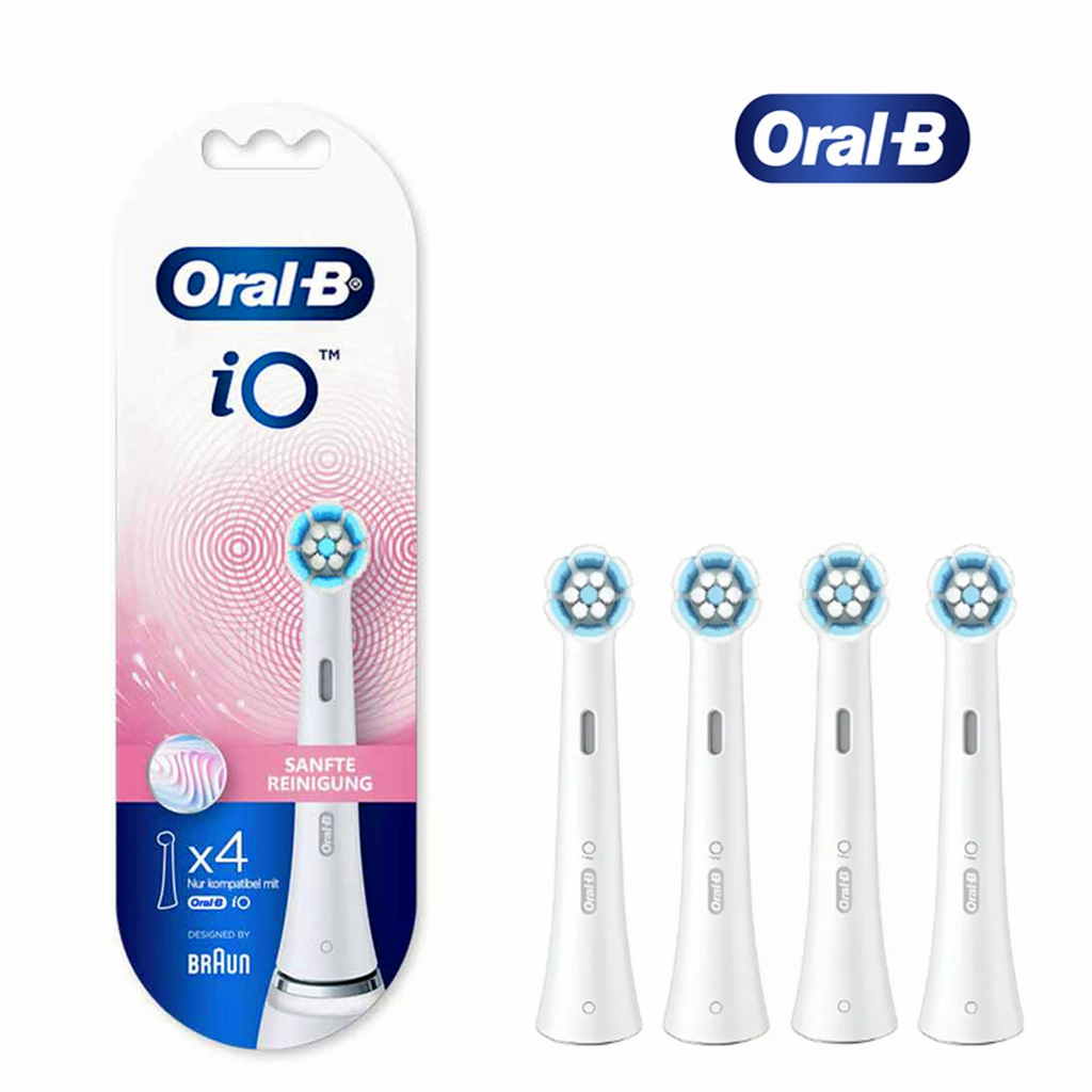 Oral B io หัวแปรงสีฟันทําความสะอาด ขนแปรงนุ่ม อ่อนโยน สีขาว 4 ชิ้น