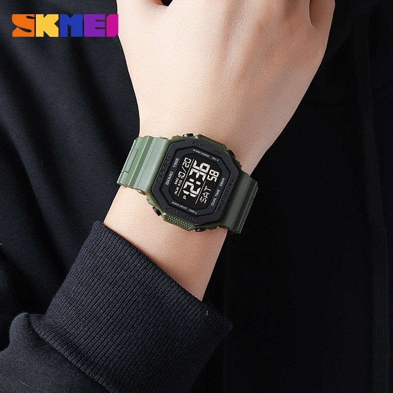 Skmei Sports Square Screen Multifunction LED Digital 50m นาฬิกากันน ้ ํา