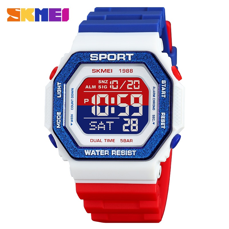 Skmei Sports Square Screen Multifunction LED Digital 50m นาฬิกากันน ้ ํา