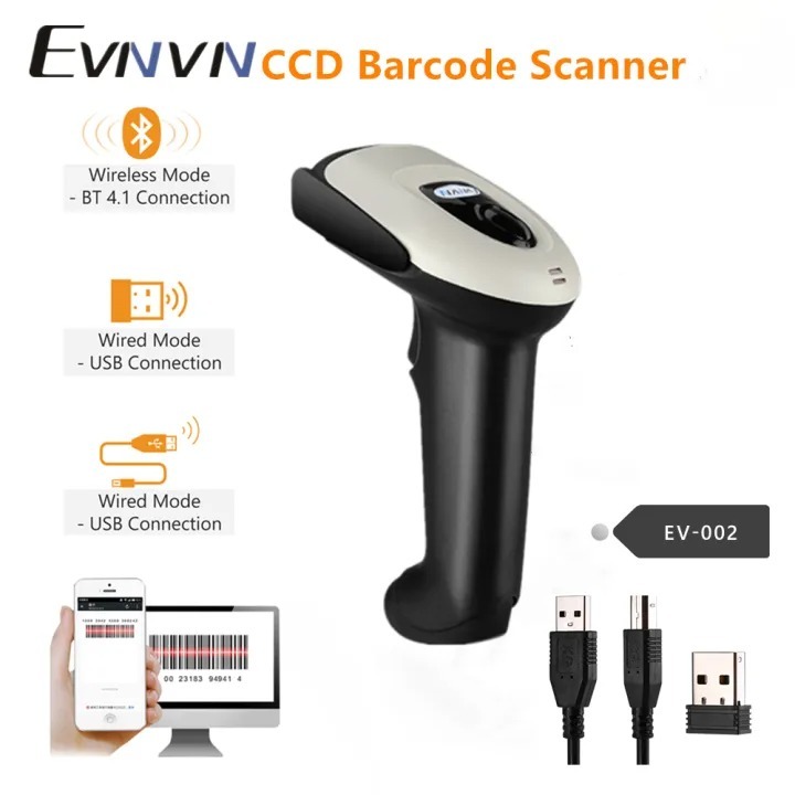 Eyoyo Evnvn มือถือ 1D 2.4G เครื่องสแกนบาร์โค้ดไร้สายผ่านบลูทูธบาร์รหัสเครื่องสแกนเนอร์เครื่องอ่านหน้