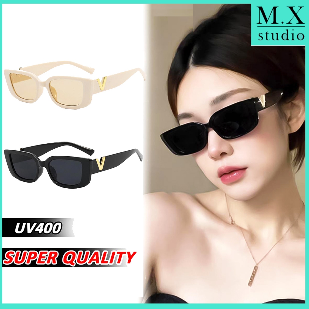 【ท้องถิ่นไทย】COD❤️แว่นตากันแดด กรอบแว่นทรงวงรี ขนาดเล็ก สีดํา สไตล์วินเทจ สําหรับผู้หญิง TWINS