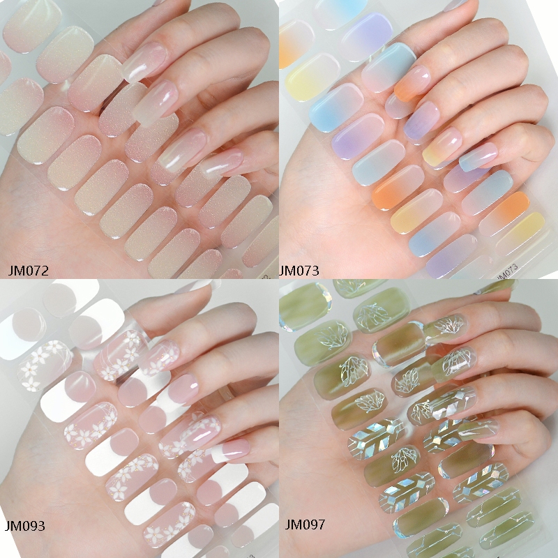 20 ชิ้นเกาหลีกึ่งcure เจลเล็บสติกเกอร์ฤดูร้อนใหม่ดอกไม้เจลเล็บแถบ DIY เล็บเล็บห่อต้องการ Cure
