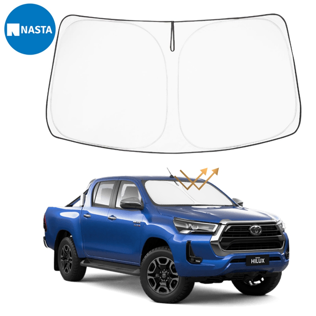 Nasta ใหม่ล่าสุดสําหรับ 2024 - 2016 Toyota hilux Toyota hilux REVO ROCCO Rogue ม่านบังแดดกระจกหน้า Double layer thicken พับคลุมทั้งหมด, ความร้อน UV Protection Visor อุปกรณ์เสริม