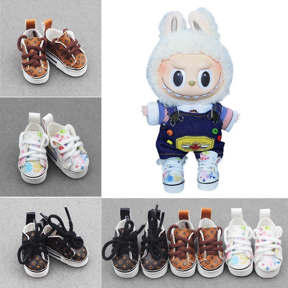 Labubu รองเท้าสําหรับ 15 ซม.17 ซม. Labubu V1 V2 Macaron มีที่นั่งและ 1/6 ตุ๊กตา BJD 30 ซม.ตุ๊กตาและ 15 ซม.ตุ๊กตาผ้าฝ้าย