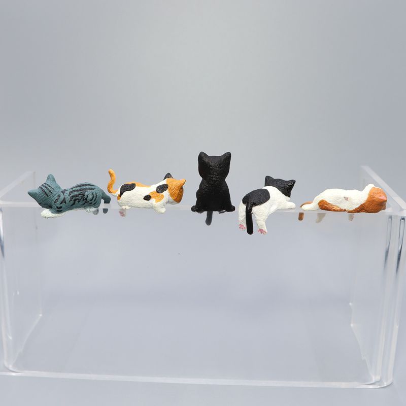 5ชิ้น/เซ็ตใหม่น่ารักแขวนถ้วยเรซิ่นตกแต่งแมวตะกร้าดอกไม้ถ้วยขอบแมวตกแต่งถามรุ่นพีวีซีรูปการกระทําตุ๊กตาของเล่นของขวัญ