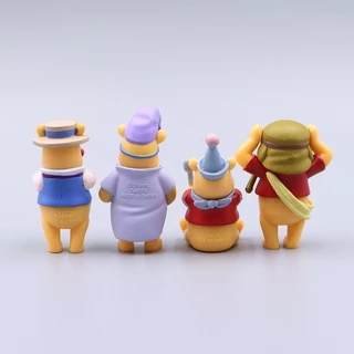 4 ชิ้น/เซ็ต Winnie the Pooh Cross Dressing Show Pilot Pooh Bear ชุดนอนเด็ก Edward Pooh ผ้าเช็ดปาก Mr Sanders รุ่น Q PVC Action Figure ตุ๊กตาของเล่น