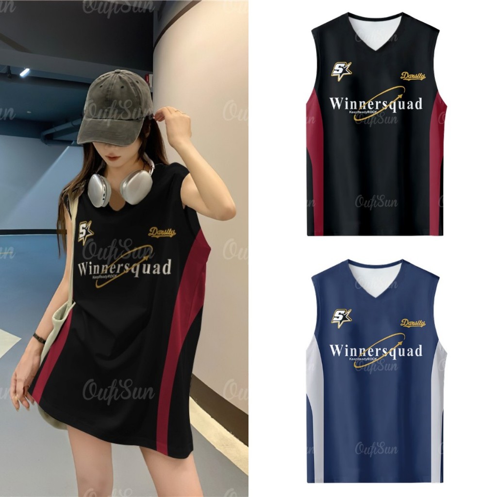 เสื้อกล้าม เสื้อยืดบาสเก็ตบอล Unisex Streetwear Form Oversize รูปแบบหลวมแขนกุด เสื้อกั๊กแฟชั่นสําหรับผู้ชายและผู้หญิง