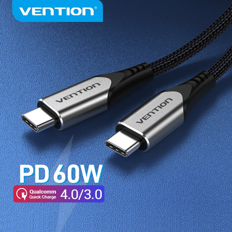 Vention สาย Usb C ถึง Usb C PD 60W 5Gbps Fast Charger QC4.0 Type-C สําหรับ Samsung Galaxy S10 S20