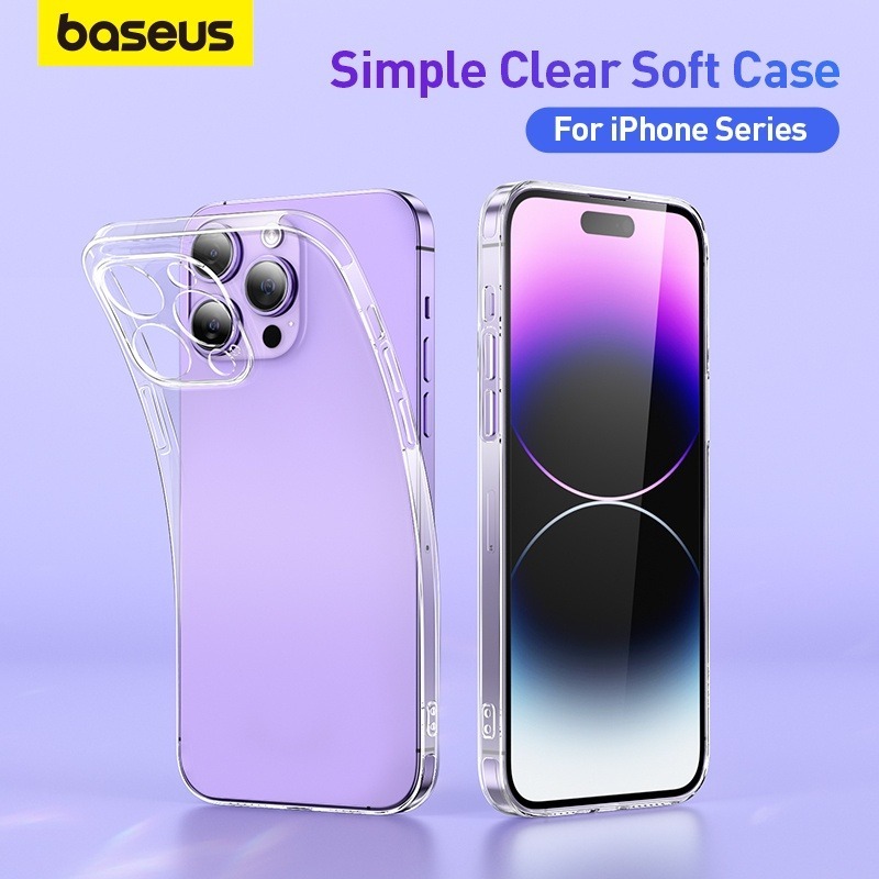 Baseus ClearสําหรับiPhone 15 14 13 12 11 Pro Max Plus Soft TPUสําหรับiPhone X XS Max XR Lenปกหลังโปร ่ งใสเคสโทรศัพท ์